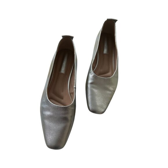 FRANCO SARTO Silver Leather Dress Flats Size 9 - Picture 2 of 10